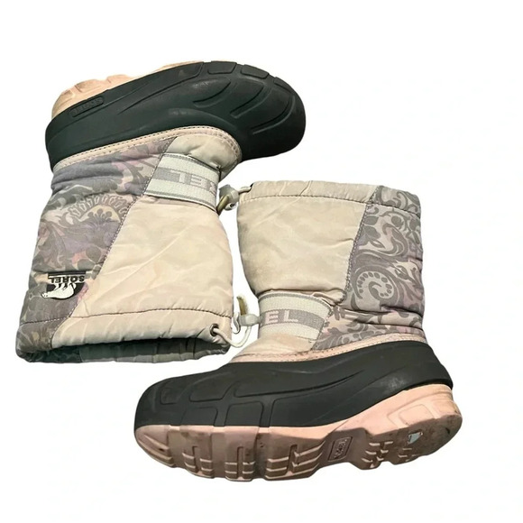 Sorel girls youth Cub Light Pink Floral Print Snow Boots SZ 3 winter waterproof - Picture 4 of 13